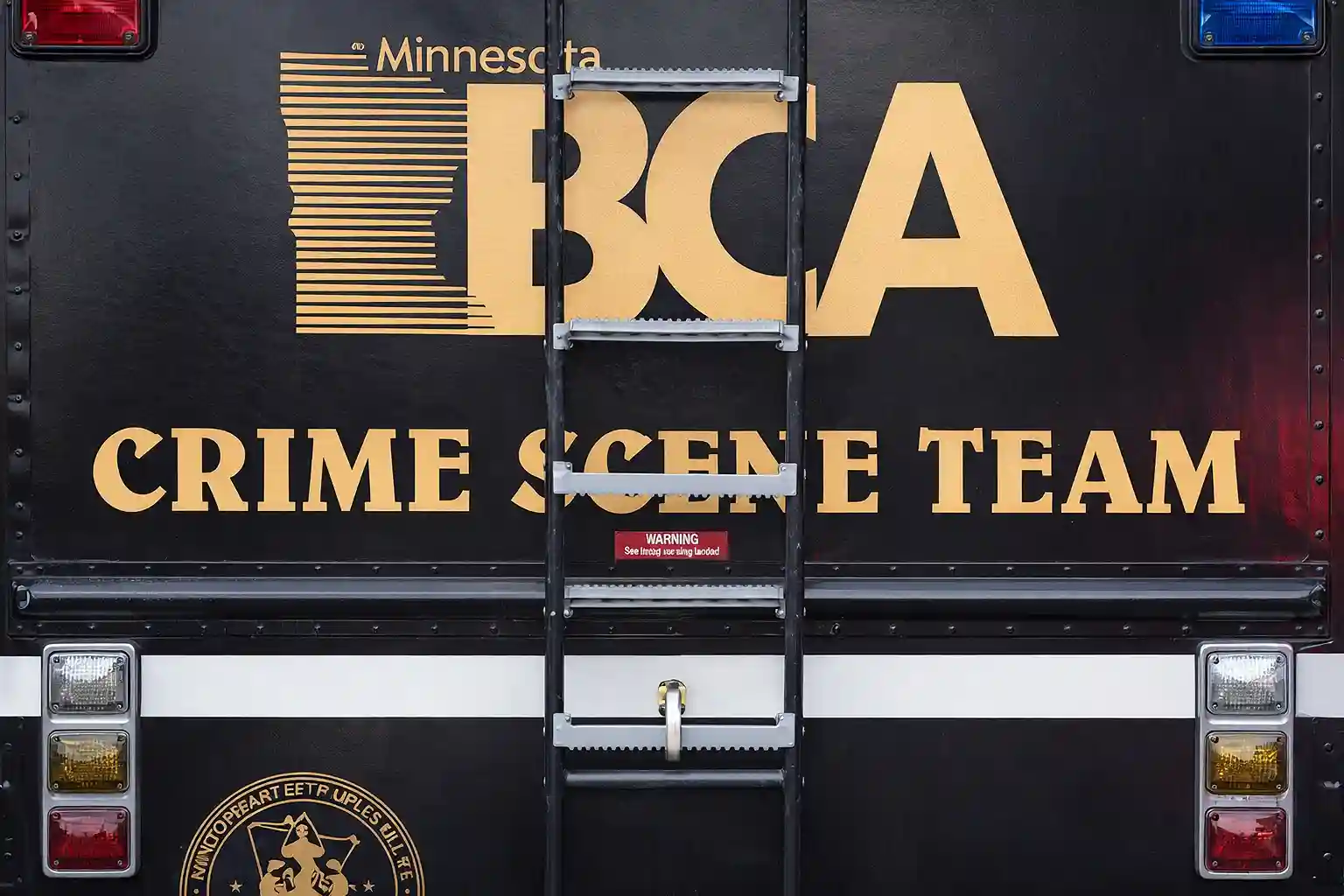Minnesota BCA Crime Scene Team truck with ladder visible