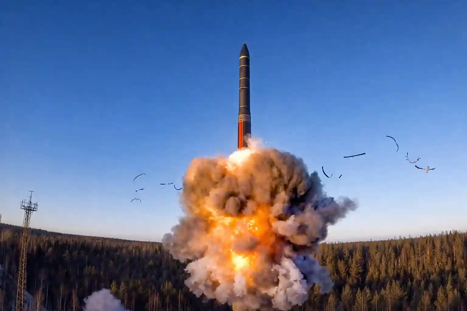 Ballistic missile launch during a nuclear weapons test